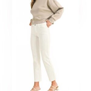 Just Black Straight Leg Pants in Off-White/Cream